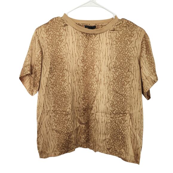 ATM‎ Anthony Thomas Melillo Silk T Shirt XS Tan Casual Minimalist Lightweight - Picture 1 of 7